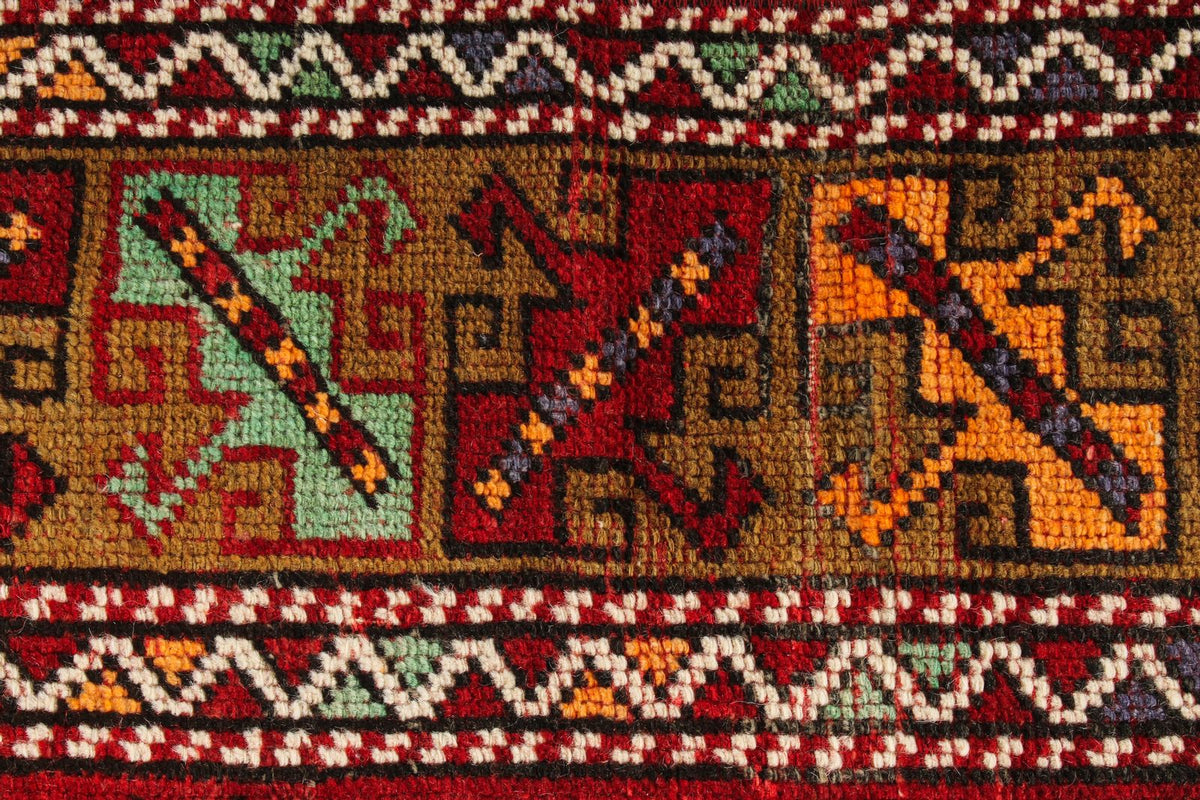 4x6 Red and Multicolor Anatolian Turkish Tribal Rug