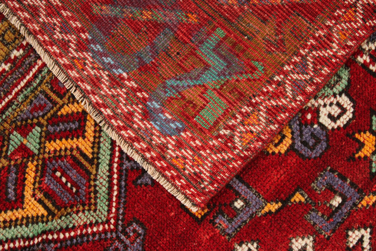 4x6 Red and Multicolor Anatolian Turkish Tribal Rug