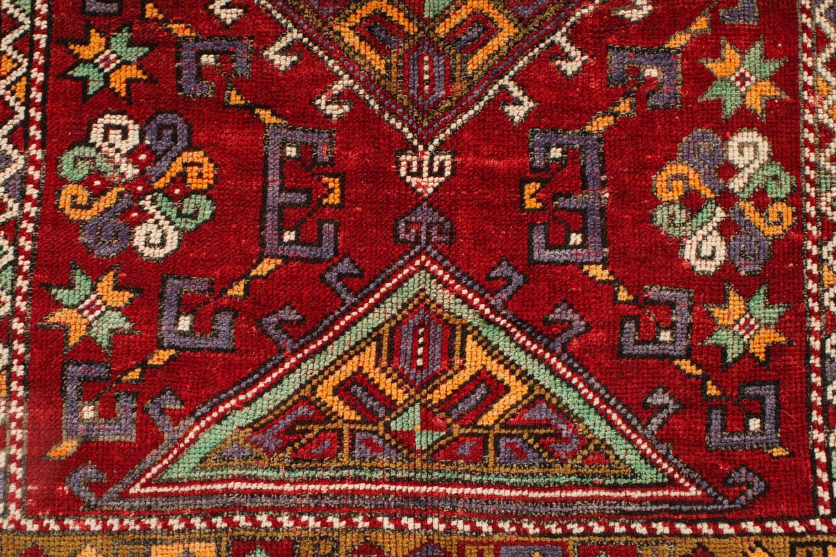 4x6 Red and Multicolor Anatolian Turkish Tribal Rug