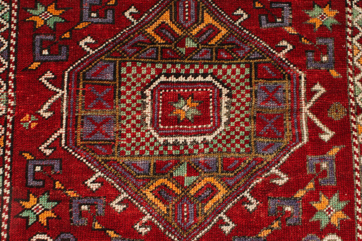 4x6 Red and Multicolor Anatolian Turkish Tribal Rug