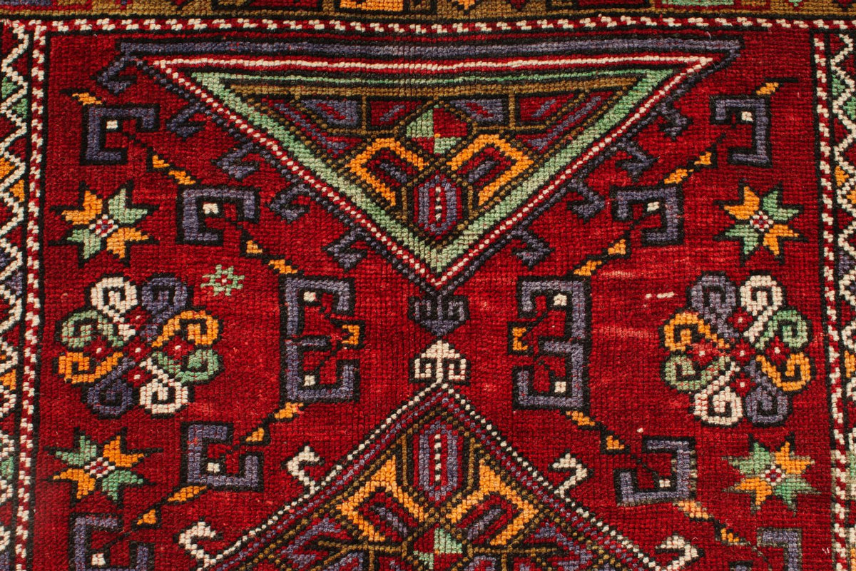 4x6 Red and Multicolor Anatolian Turkish Tribal Rug