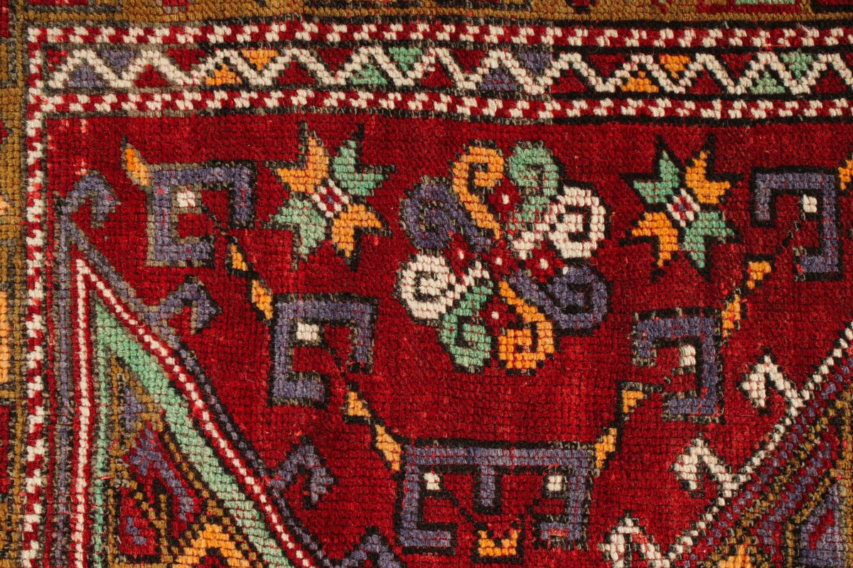4x6 Red and Multicolor Anatolian Turkish Tribal Rug