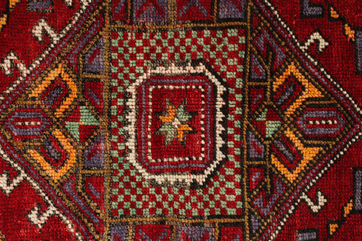 4x6 Red and Multicolor Anatolian Turkish Tribal Rug