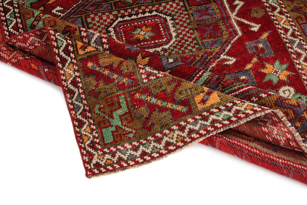 4x6 Red and Multicolor Anatolian Turkish Tribal Rug