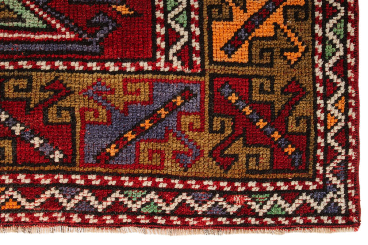 4x6 Red and Multicolor Anatolian Turkish Tribal Rug