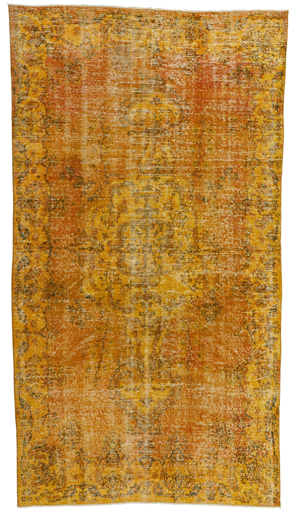 6x10 Yellow and Multicolor Turkish Overdyed Rug