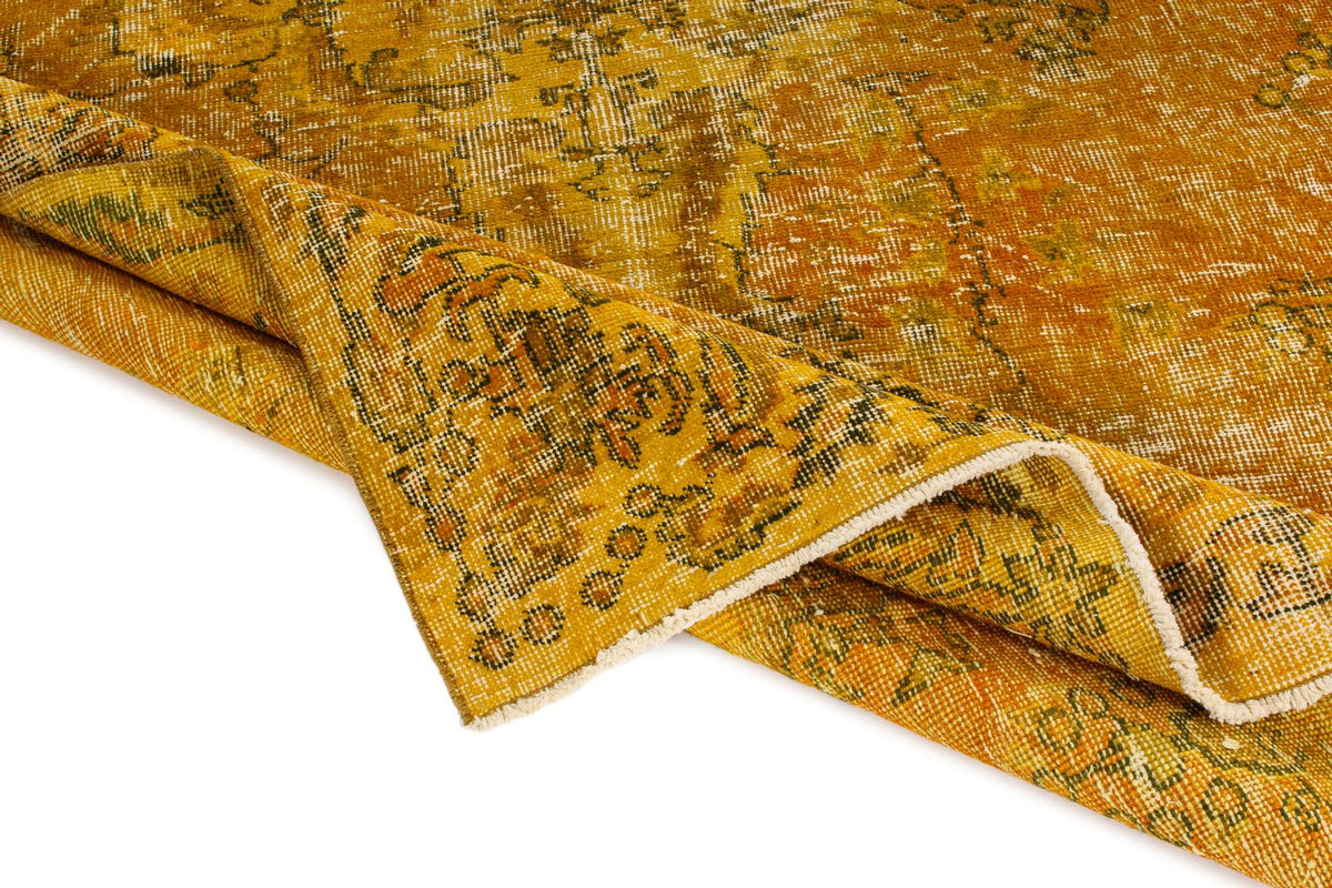 6x10 Yellow and Multicolor Turkish Overdyed Rug