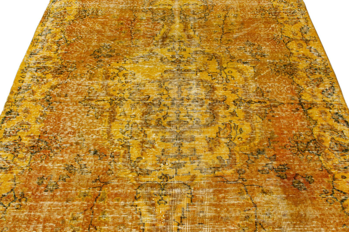 6x10 Yellow and Multicolor Turkish Overdyed Rug