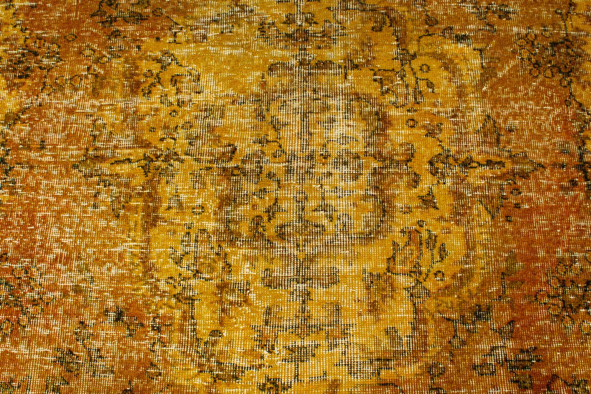 6x10 Yellow and Multicolor Turkish Overdyed Rug