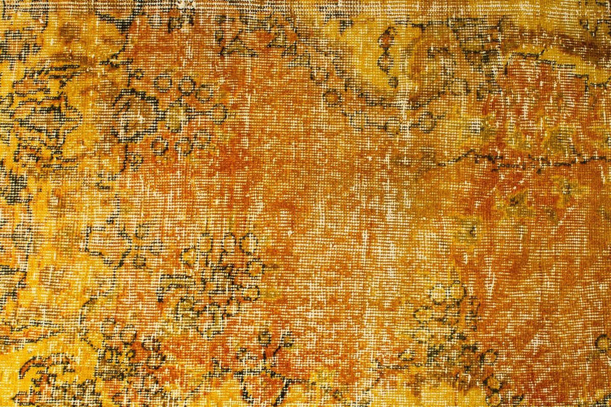 6x10 Yellow and Multicolor Turkish Overdyed Rug