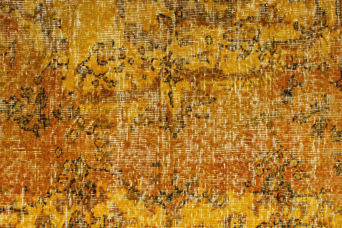 6x10 Yellow and Multicolor Turkish Overdyed Rug