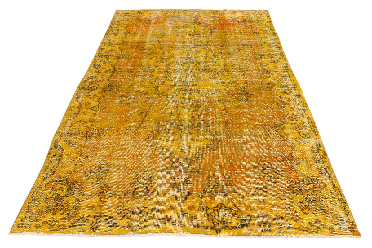 6x10 Yellow and Multicolor Turkish Overdyed Rug