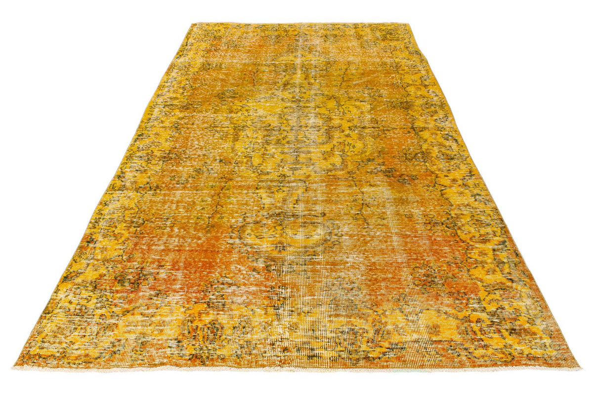 6x10 Yellow and Multicolor Turkish Overdyed Rug
