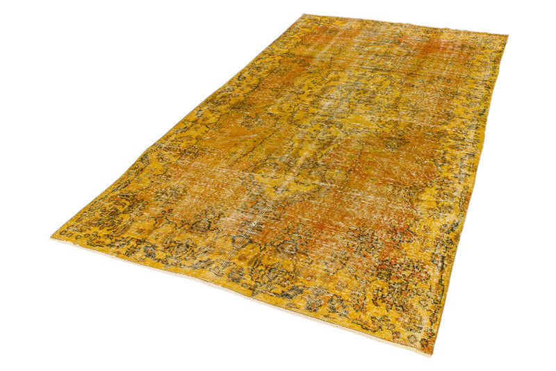 6x10 Yellow and Multicolor Turkish Overdyed Rug