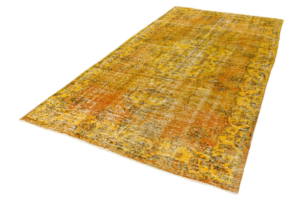 6x10 Yellow and Multicolor Turkish Overdyed Rug