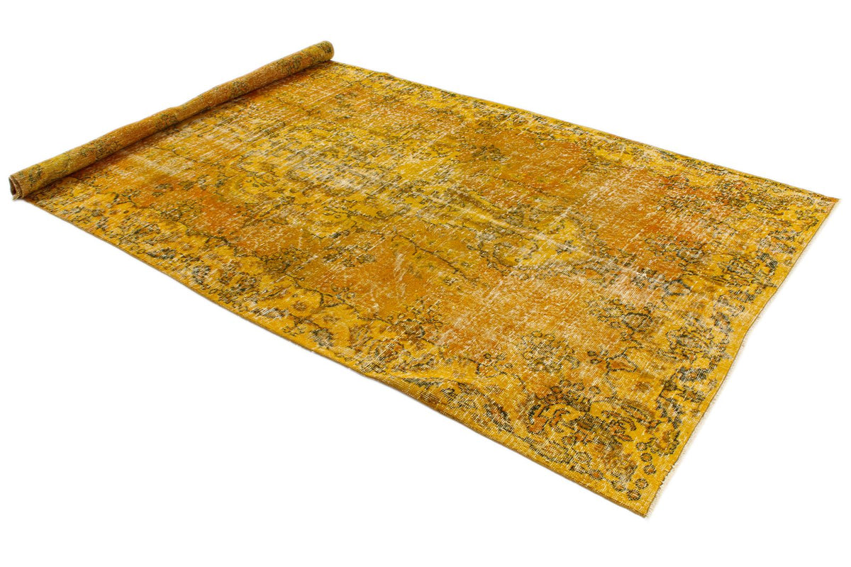 6x10 Yellow and Multicolor Turkish Overdyed Rug