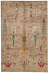 6x9 Brown and Multicolor Tribal Rug
