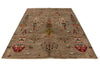 6x9 Brown and Multicolor Tribal Rug