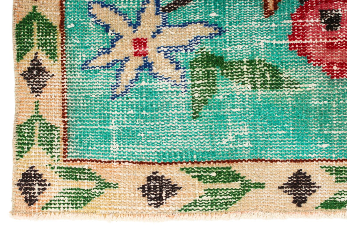 6x9 Blue and Multicolor Turkish Overdyed Rug