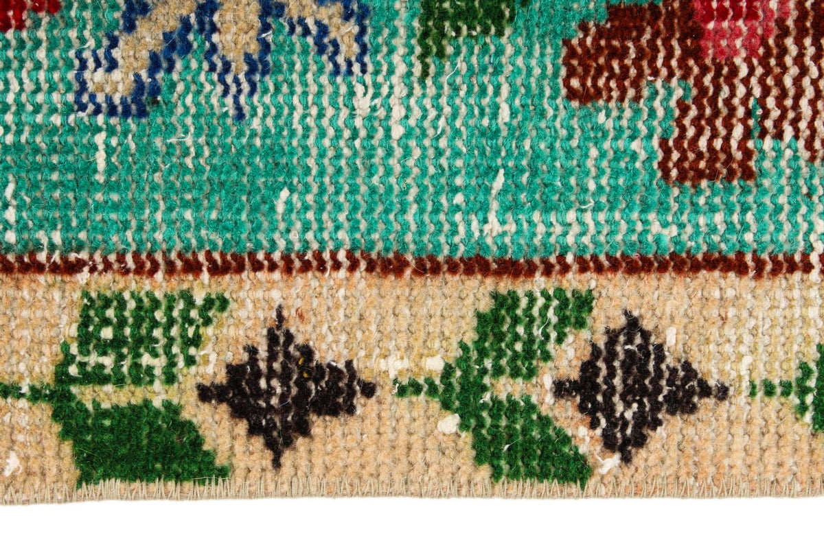 6x9 Blue and Multicolor Turkish Overdyed Rug