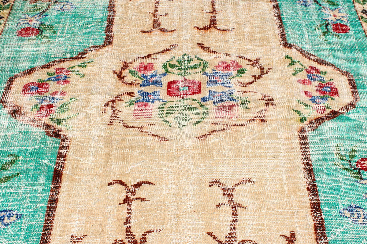 6x9 Blue and Multicolor Turkish Overdyed Rug