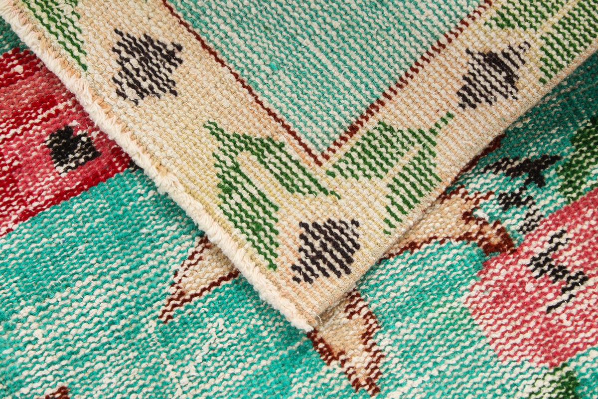 6x9 Blue and Multicolor Turkish Overdyed Rug
