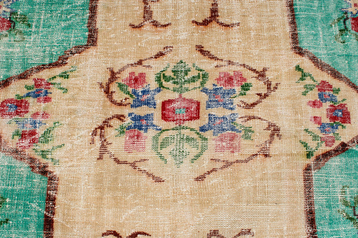 6x9 Blue and Multicolor Turkish Overdyed Rug