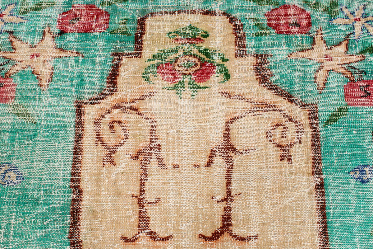 6x9 Blue and Multicolor Turkish Overdyed Rug
