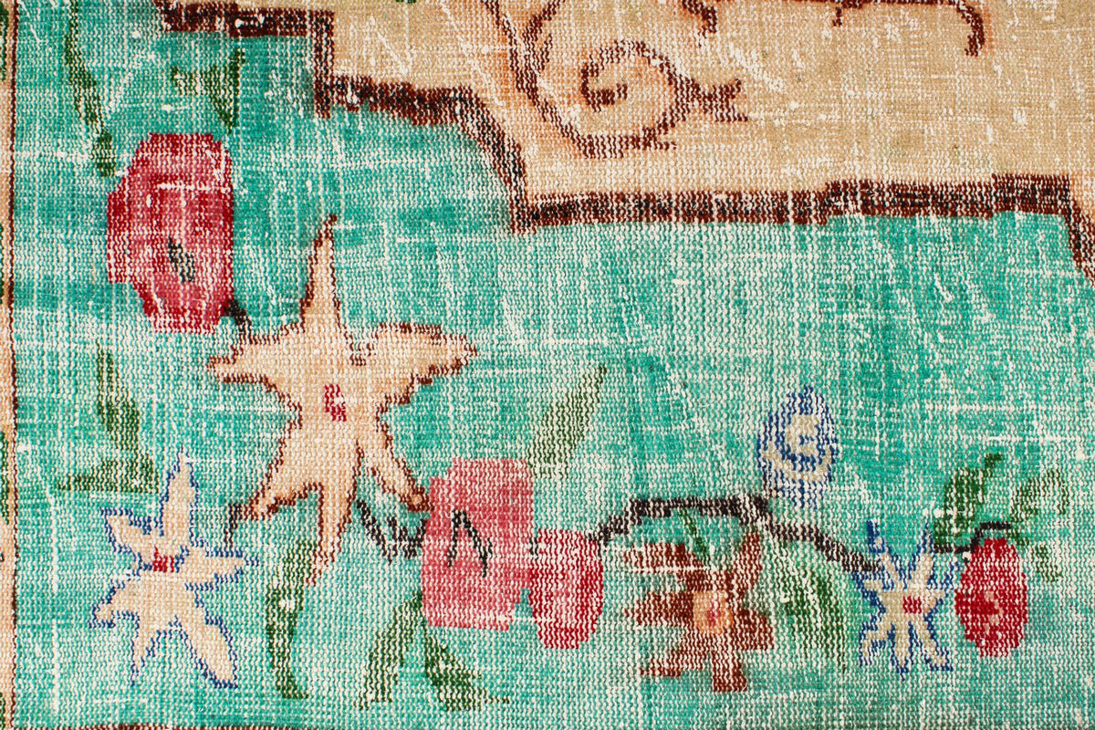 6x9 Blue and Multicolor Turkish Overdyed Rug
