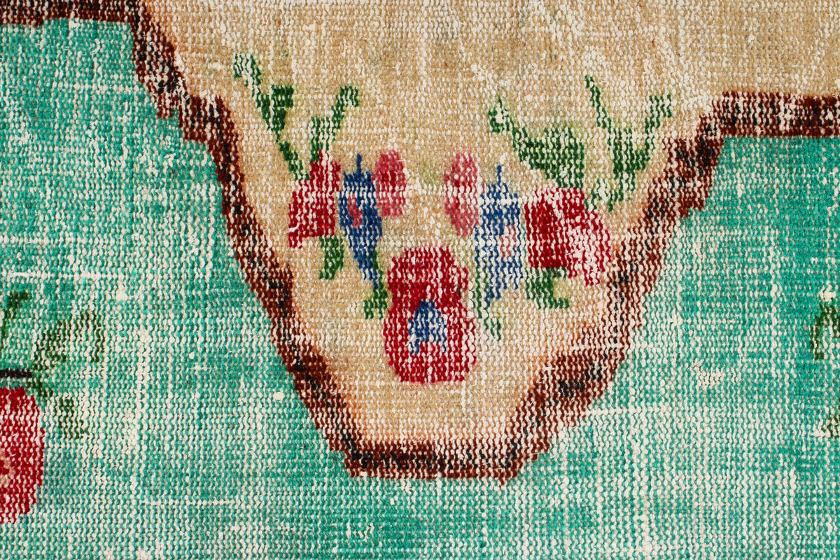 6x9 Blue and Multicolor Turkish Overdyed Rug