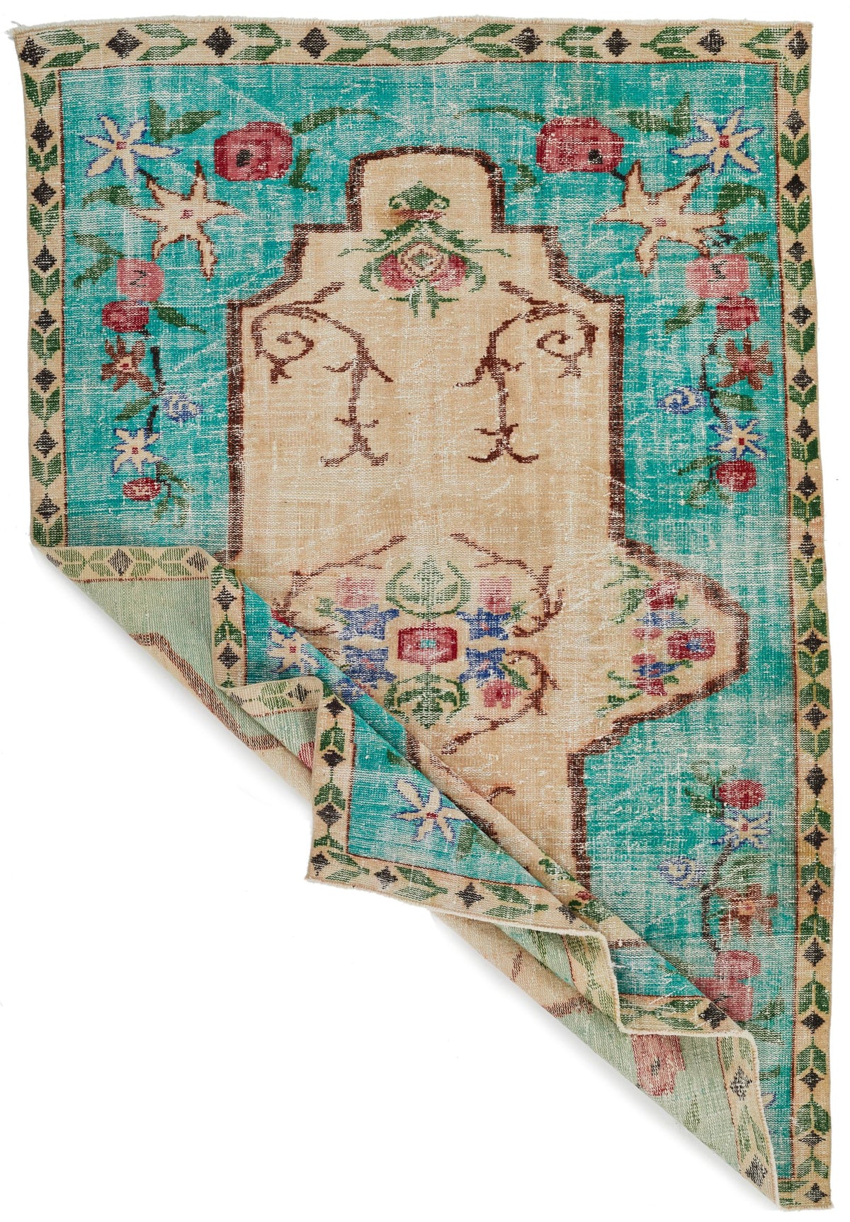 6x9 Blue and Multicolor Turkish Overdyed Rug