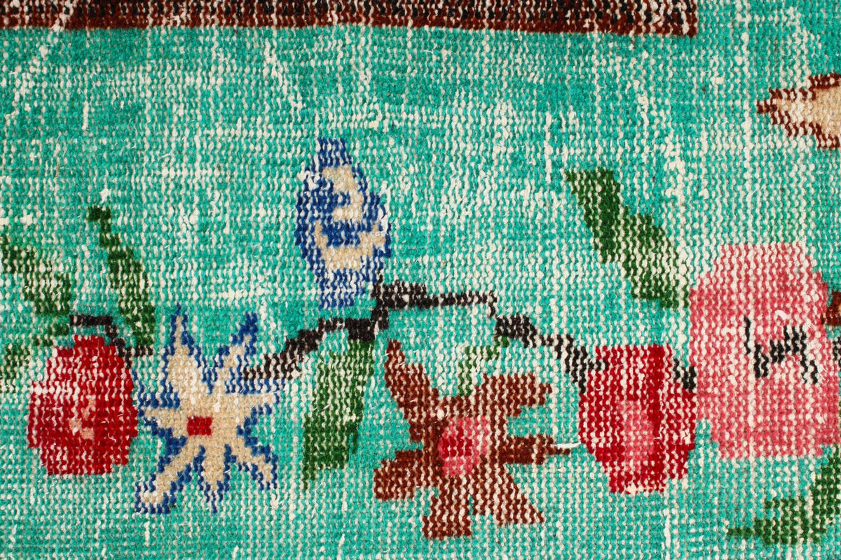 6x9 Blue and Multicolor Turkish Overdyed Rug
