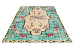 6x9 Blue and Multicolor Turkish Overdyed Rug