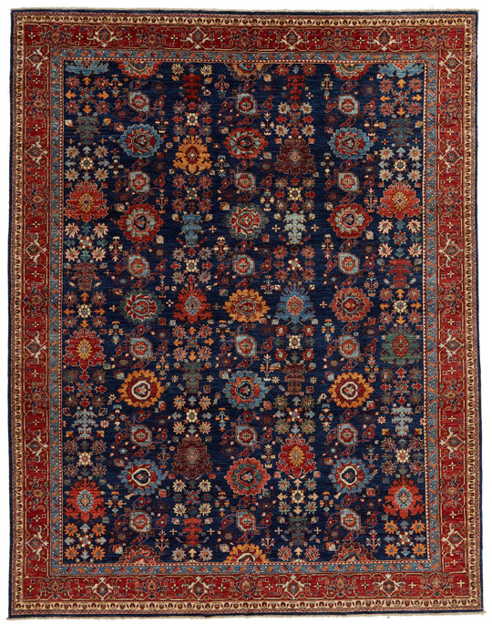 9x12 Red and Navy Anatolian Traditional Rug