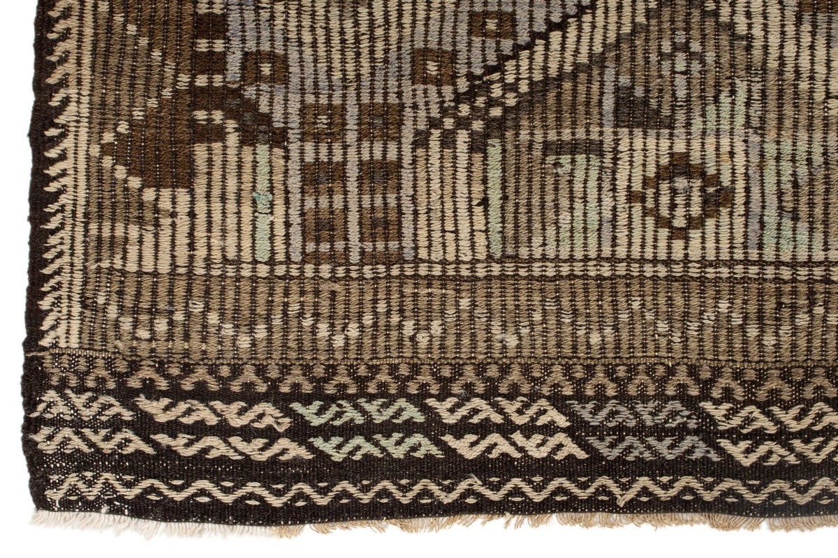 6x9 Brown and Ivory Turkish Tribal Rug