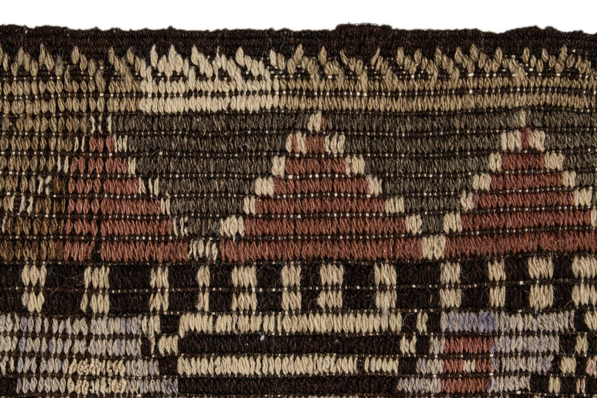 6x9 Brown and Ivory Turkish Tribal Rug