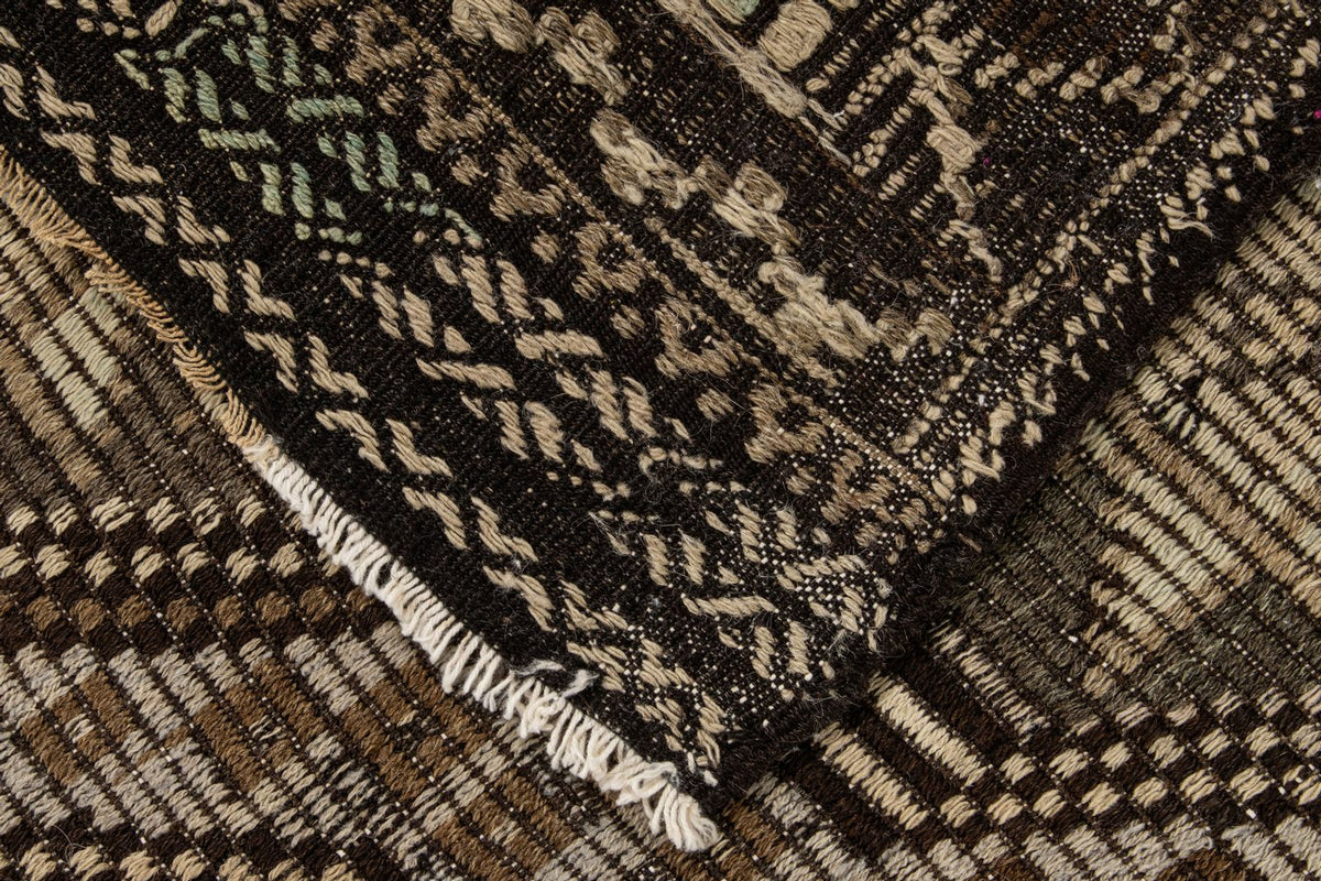 6x9 Brown and Ivory Turkish Tribal Rug