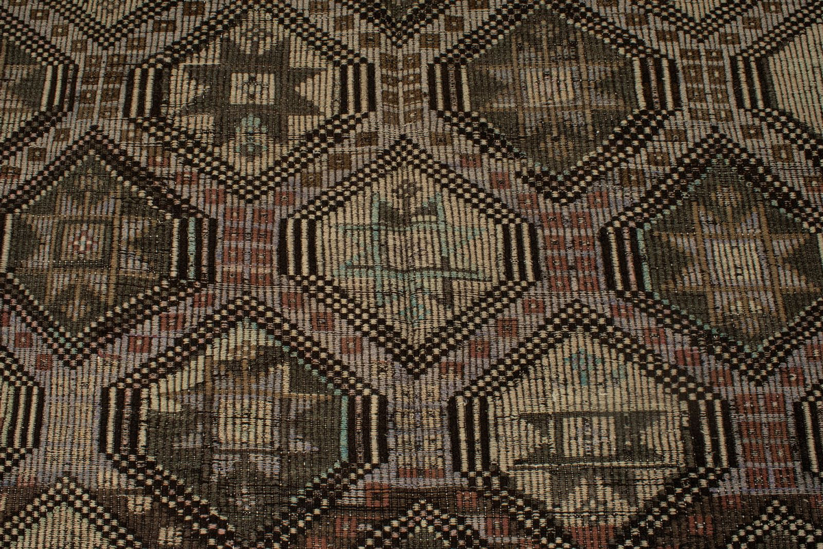6x9 Brown and Ivory Turkish Tribal Rug