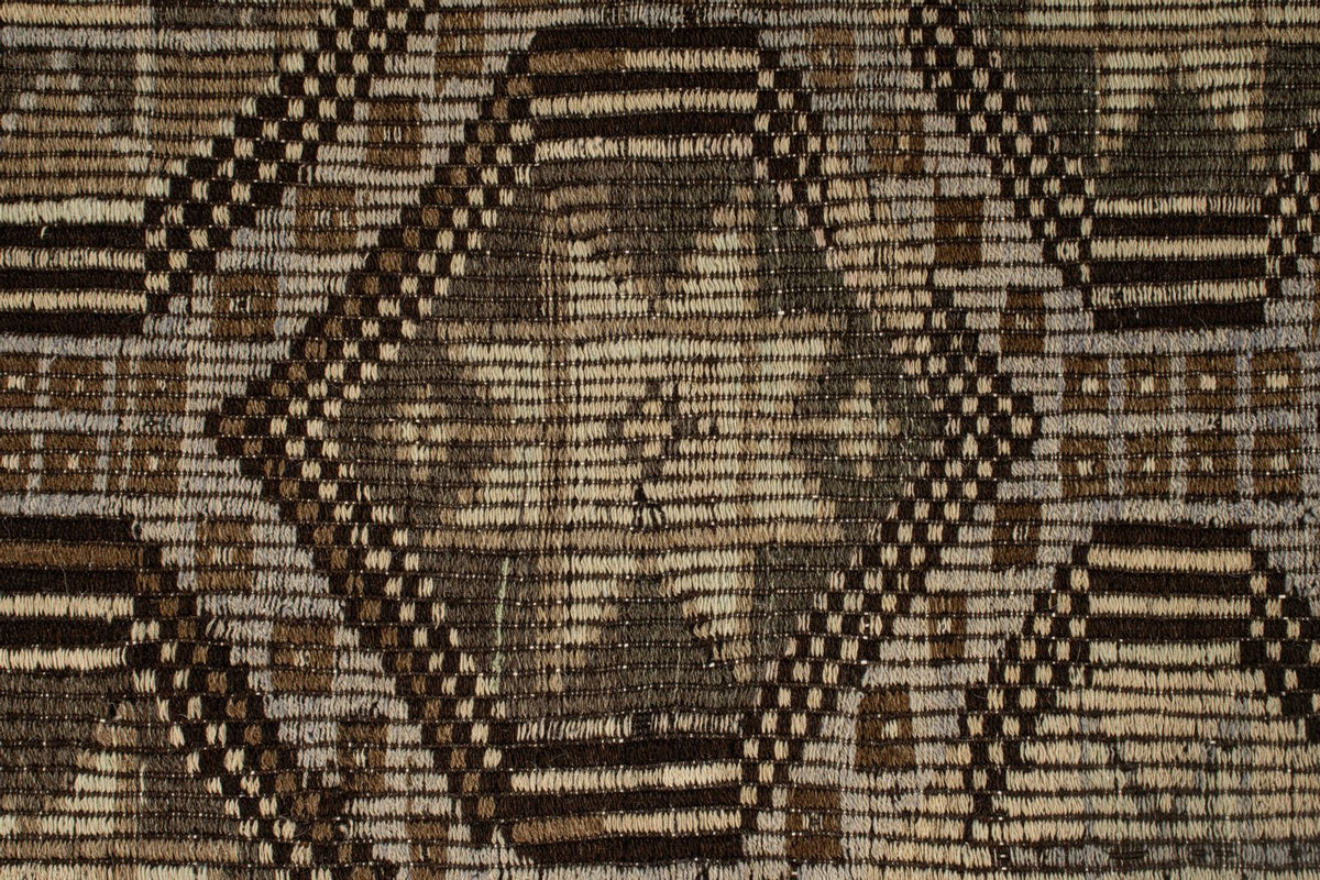 6x9 Brown and Ivory Turkish Tribal Rug
