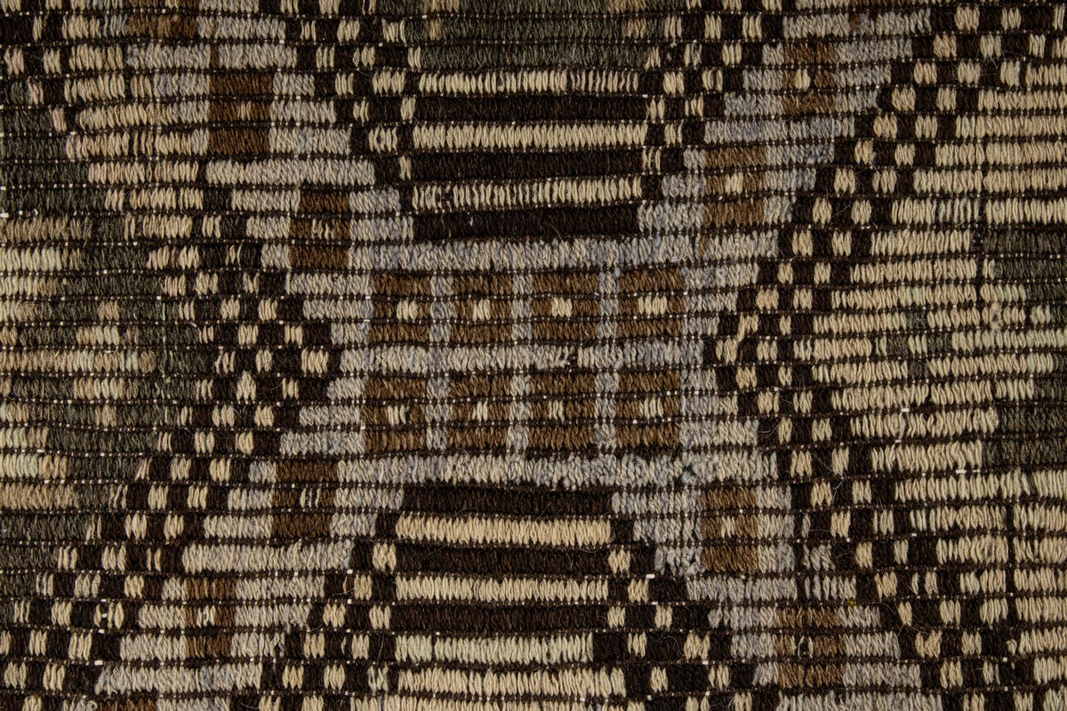 6x9 Brown and Ivory Turkish Tribal Rug