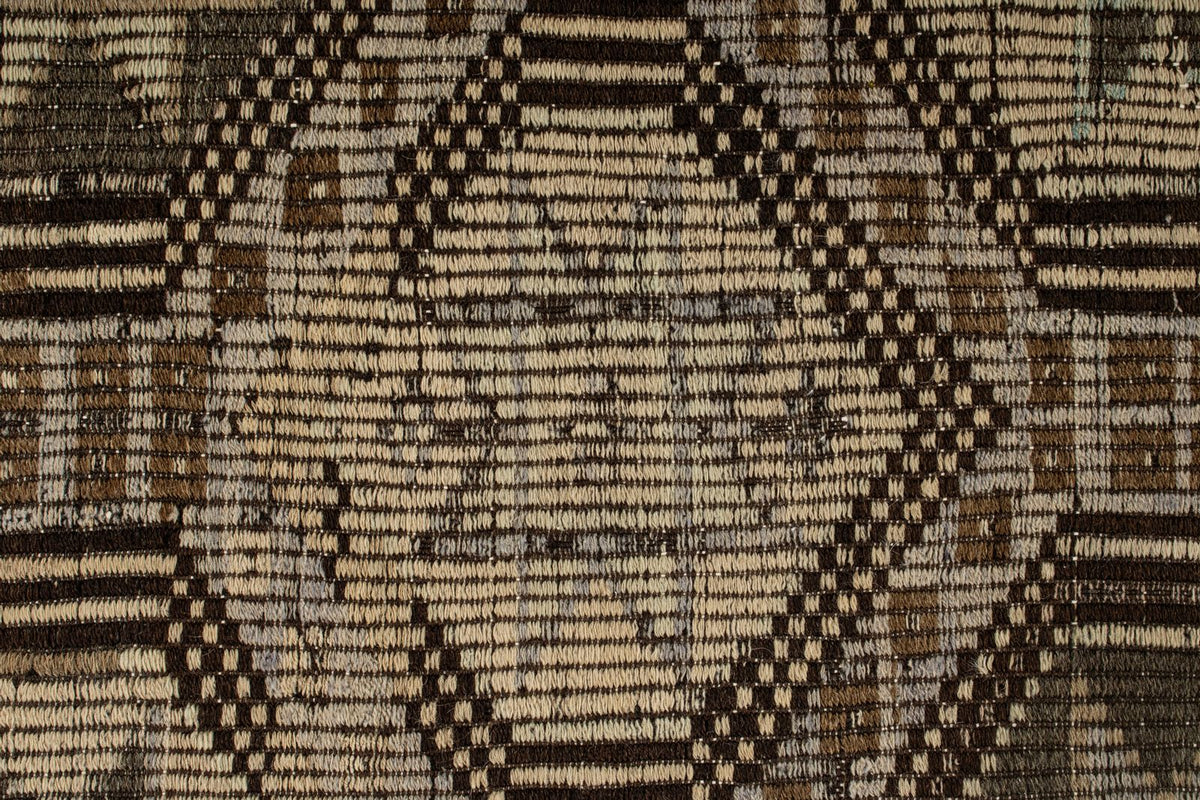6x9 Brown and Ivory Turkish Tribal Rug