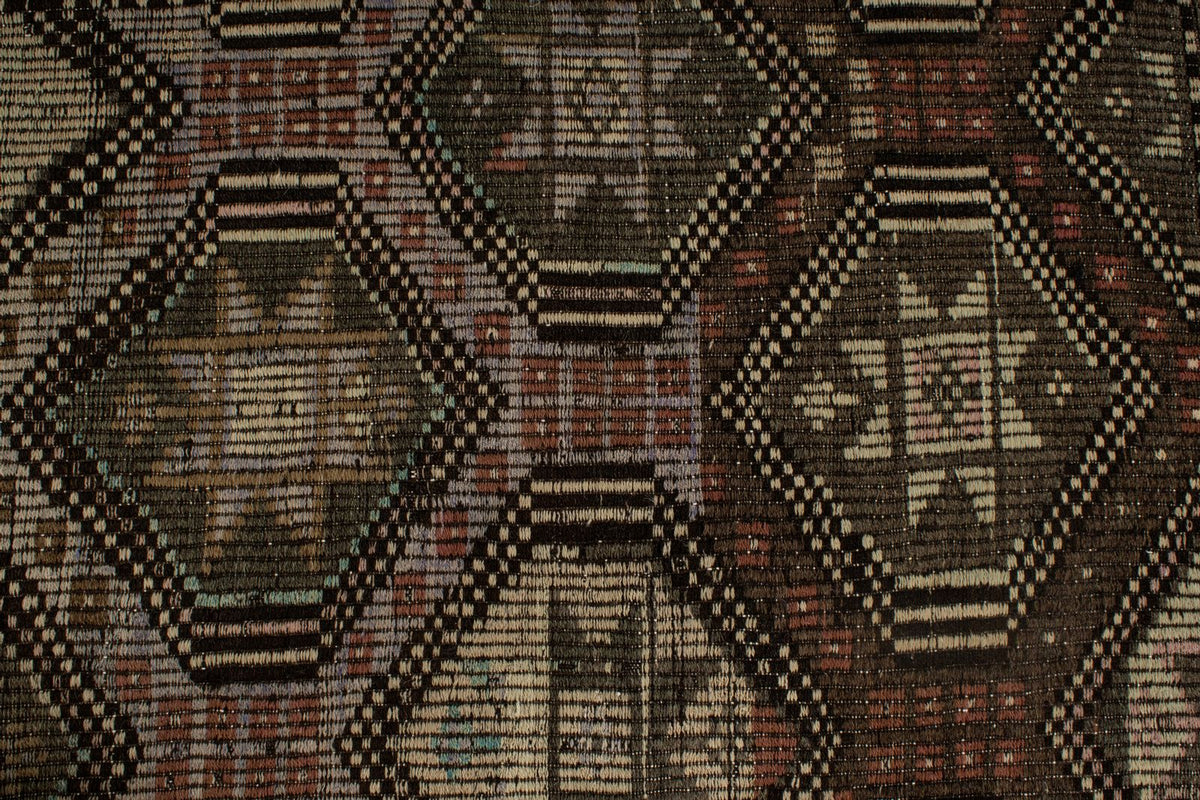 6x9 Brown and Ivory Turkish Tribal Rug