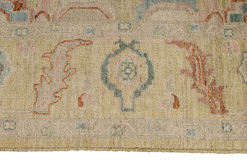 8x10 Beige and Multicolor Turkish Tribal Rug