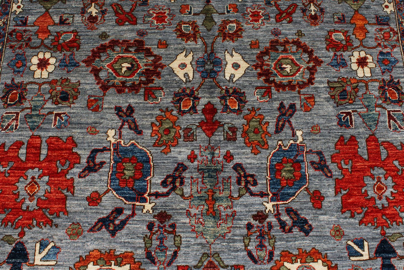 6x9 Gray and Blue Anatolian Traditional Rug