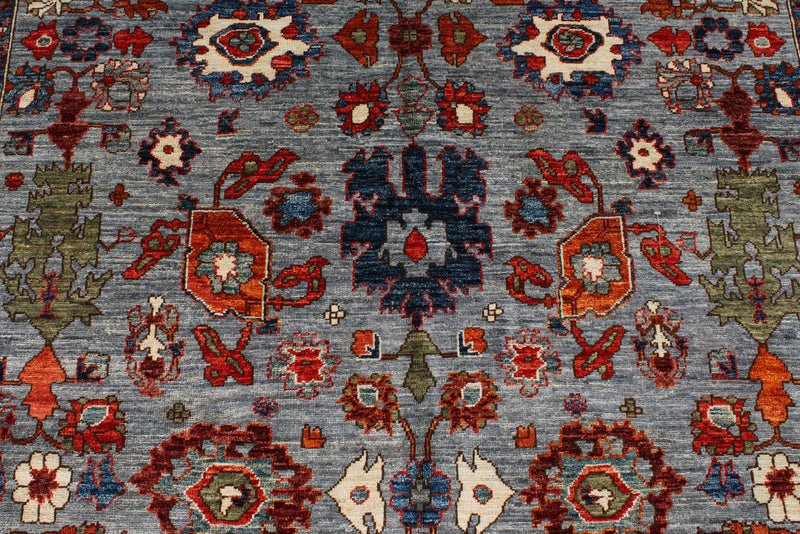 6x9 Gray and Blue Anatolian Traditional Rug