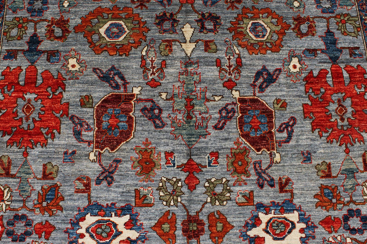 6x9 Gray and Blue Anatolian Traditional Rug