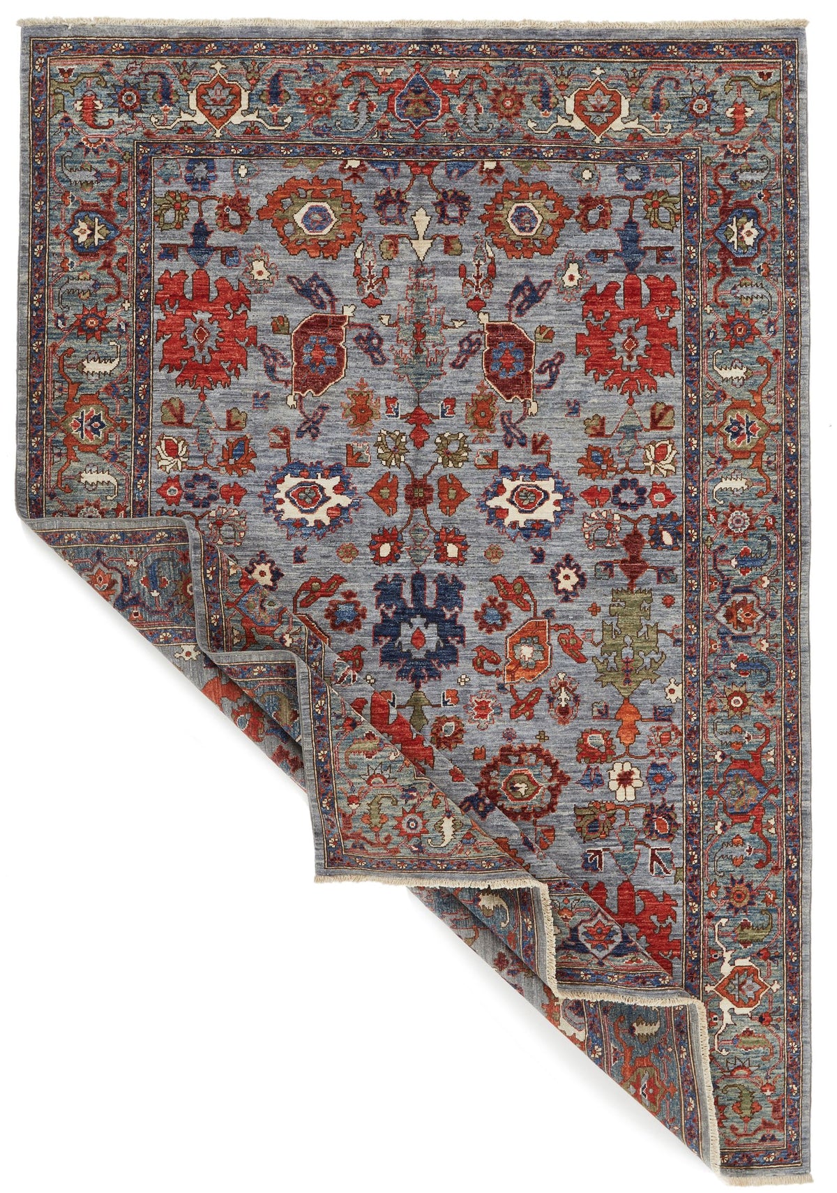 6x9 Gray and Blue Anatolian Traditional Rug