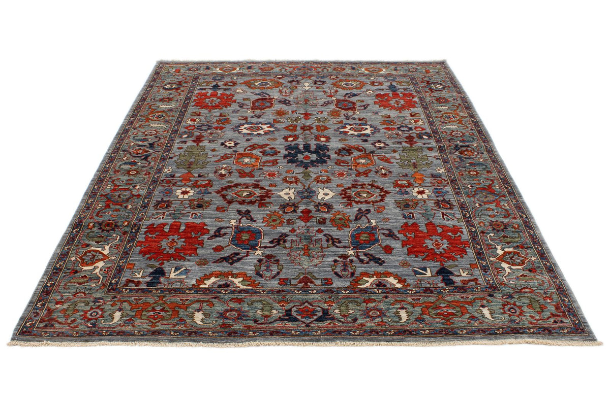 6x9 Gray and Blue Anatolian Traditional Rug