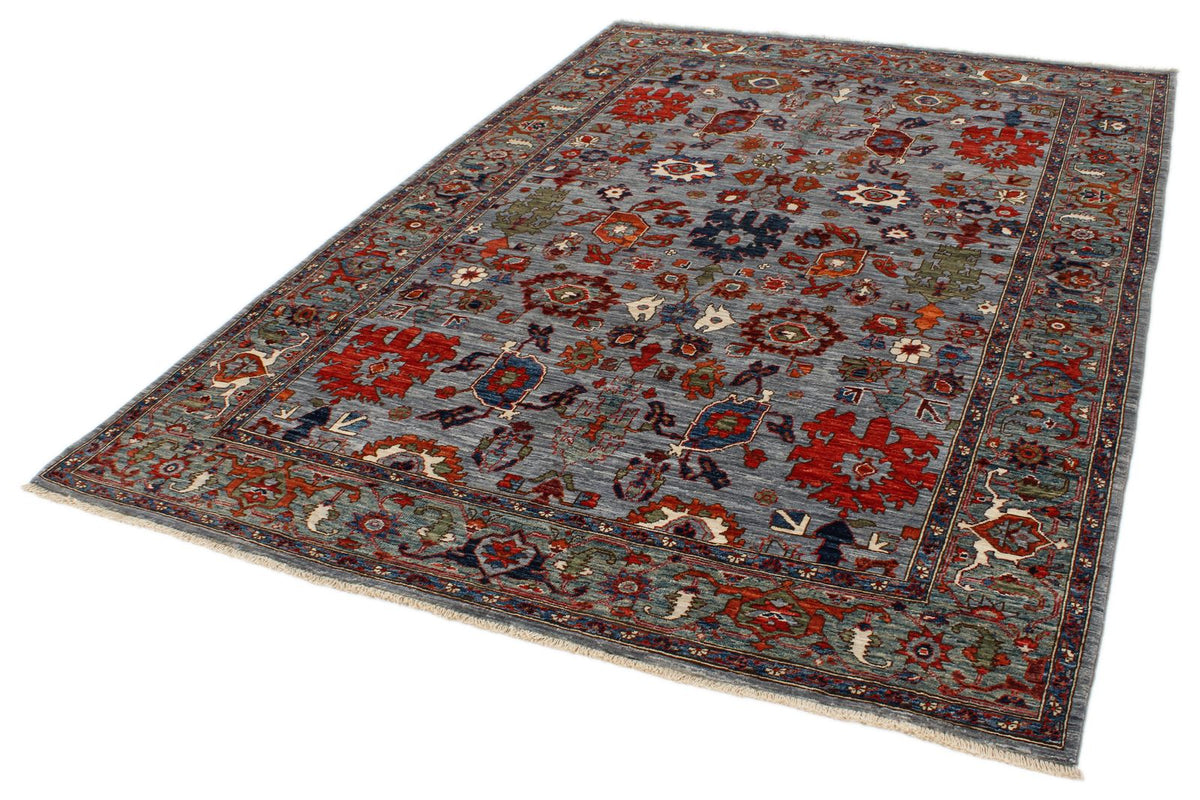 6x9 Gray and Blue Anatolian Traditional Rug