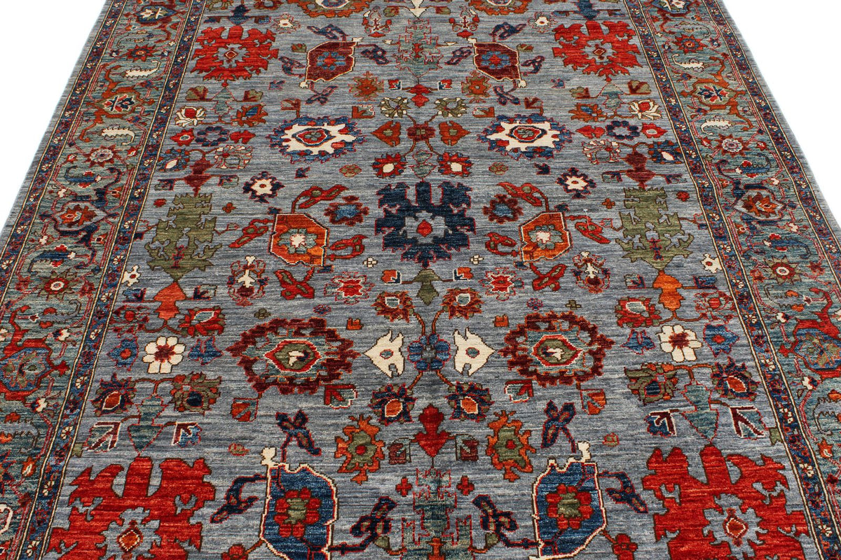 6x9 Gray and Blue Anatolian Traditional Rug